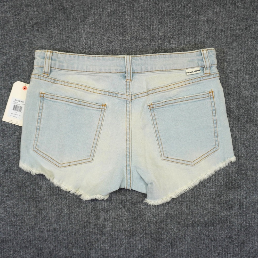 NEW Billabong Denim Shorts Women 27 Lite Hearted Lace Up Distressed Boho Cut Off - Picture 2 of 9